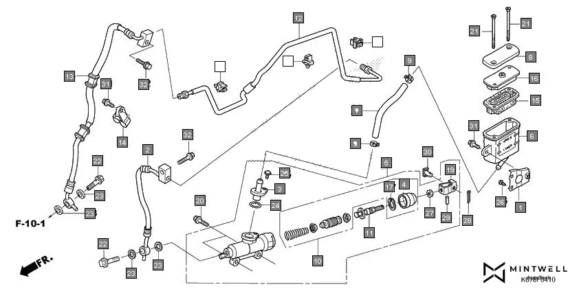 F-4-10 RR. BRAKE MASTER CYLINDER assembly diagram for HONDA CB Shine SP CBF125MG