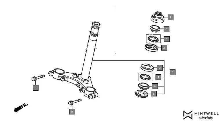 F-6 STEERING STEM assembly diagram for HONDA CB Shine SP CBF125MJ/MK