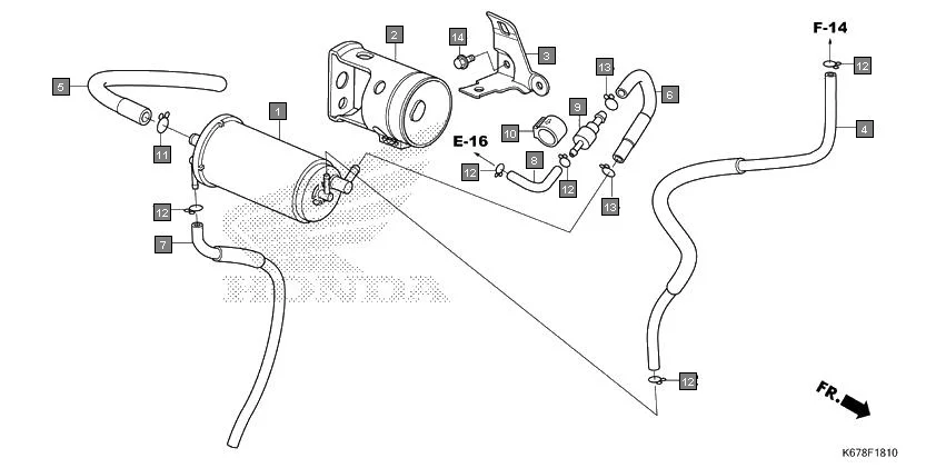 F-18-10 CANISTER diagram showing 17310-KTE-D01