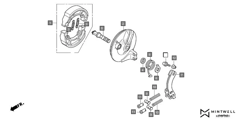 F-9-1 FRONT BRAKE PANEL(CBS) assembly diagram for HONDA CB Shine SP CBF125MJ/MK