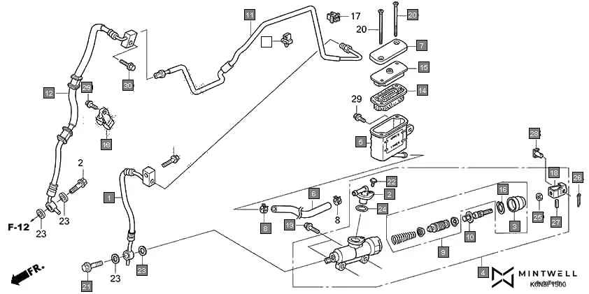 F-15 REAR BRAKE MASTER CYLINDER assembly diagram for HONDA SP125 CBF125MN