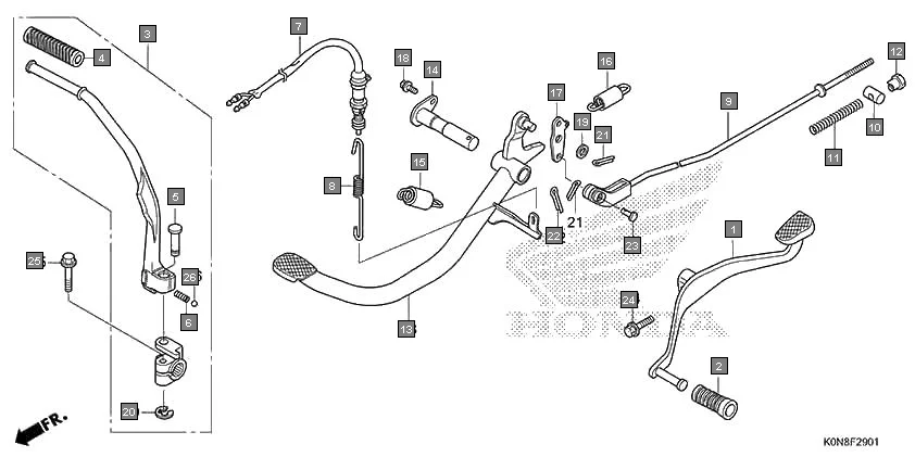F-29-1 PEDAL(3ID,7ID) assembly diagram for HONDA SP125 CBF125MN