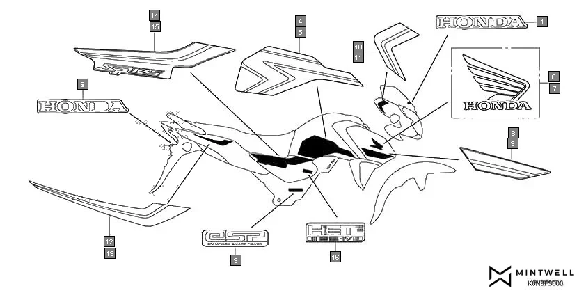 F-50 MARK(1) assembly diagram for HONDA SP125 CBF125MN