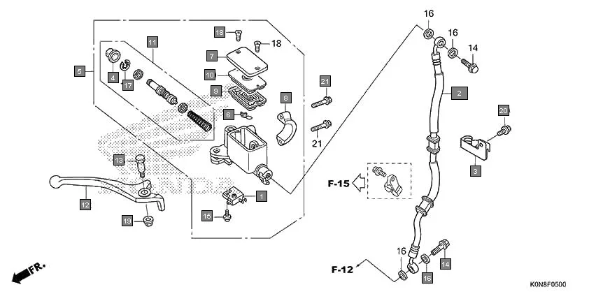 F-5 FRONT BRAKE MASTER CYLINDER assembly diagram for HONDA SP125 CBF125MN