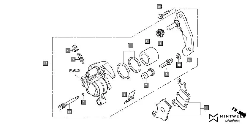 F-12-2 FRONT BRAKE CALIPER(NISSIN)(2) assembly diagram for HONDA CB Shine/ Shine 125 CBF125S