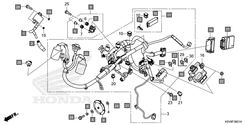 F-38-1 WIRE HARNESS(2) assembly diagram for HONDA CB Shine/ Shine 125 CBF125S