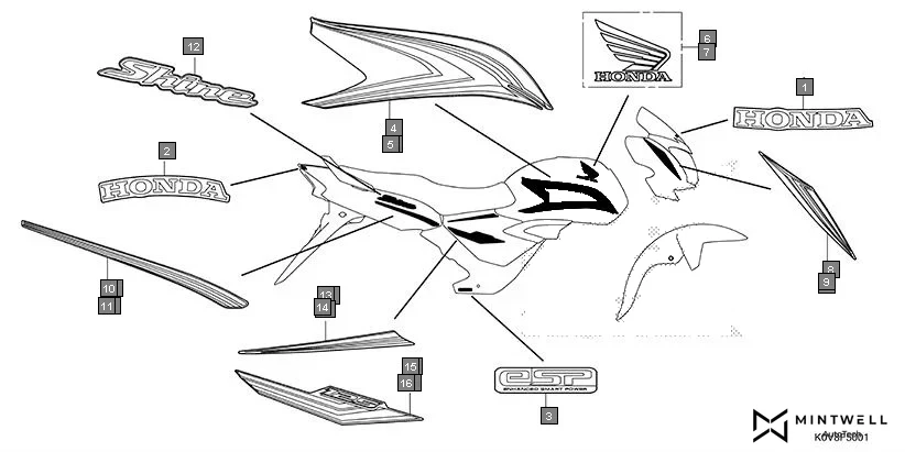 F-50-1 MARK(2) assembly diagram for HONDA CB Shine/ Shine 125 CBF125P