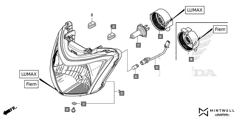 F-1-1 HEADLIGHT(2) assembly diagram for HONDA CB Shine/ Shine 125 CBF125S