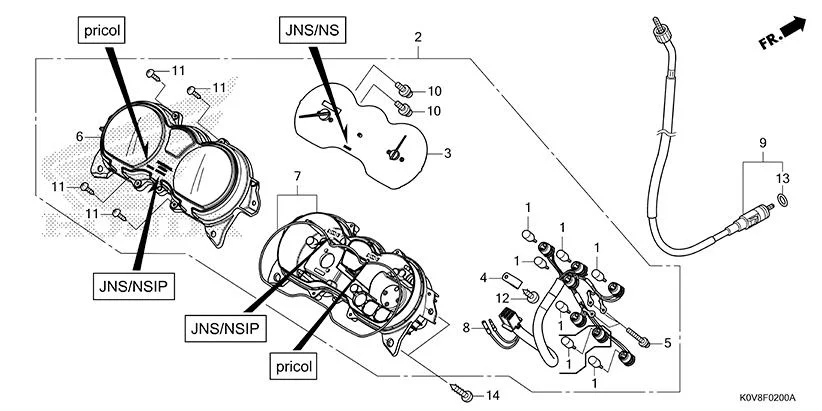 F-2 METER(1) assembly diagram for HONDA CB Shine/ Shine 125 CBF125S