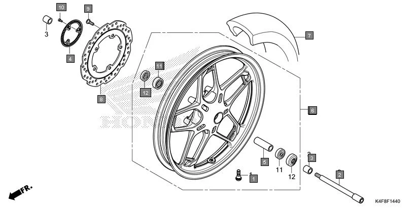 F-14-40 FRONT WHEEL assembly diagram for HONDA CB125 Hornet CBF125ZT