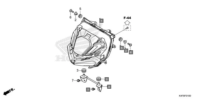 F-1 HEADLIGHT assembly diagram for HONDA CB125 Hornet CBF125ZT