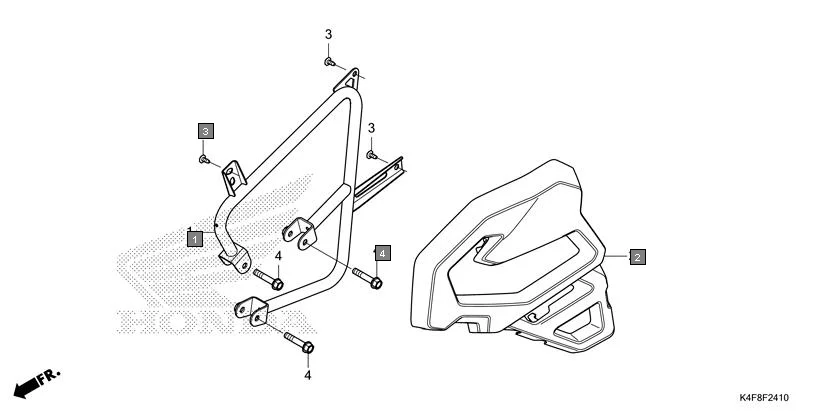 F-24-10 SARI GUARD assembly diagram for HONDA CB125 Hornet CBF125ZT