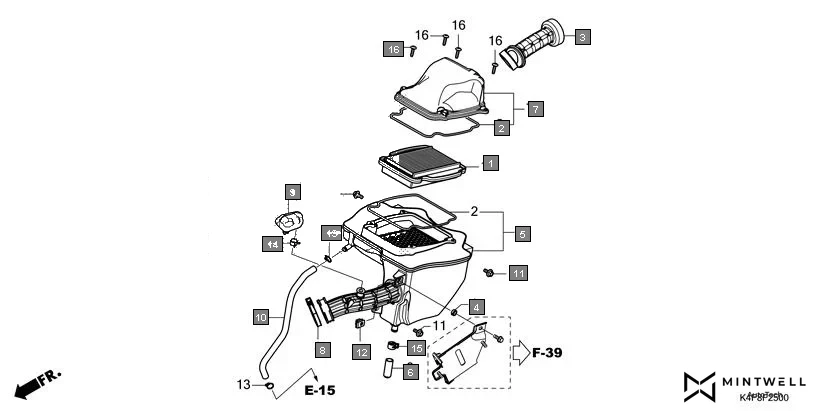 F-25 AIR CLEANER assembly diagram for HONDA CB125 Hornet CBF125ZT