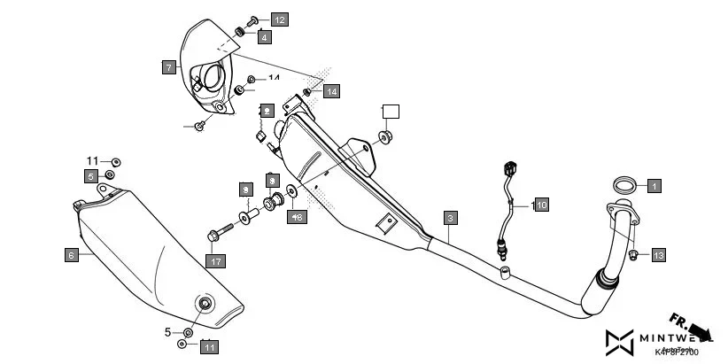 F-27 EXHAUST MUFFLER assembly diagram for HONDA CB125 Hornet CBF125ZT
