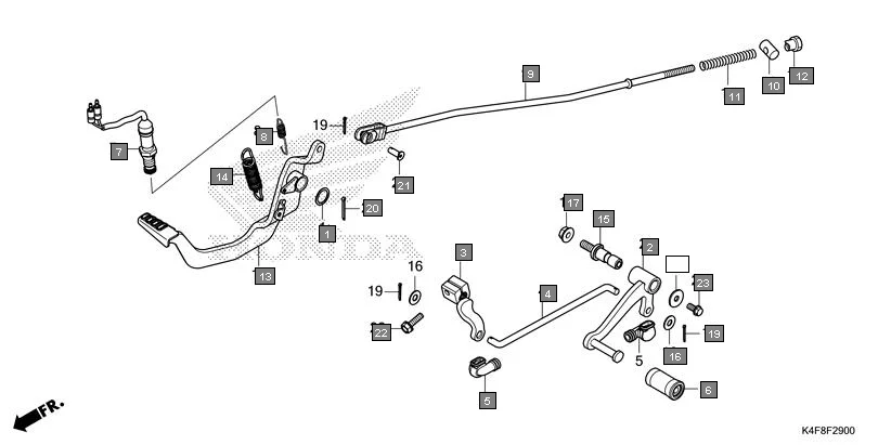 F-29 PEDAL assembly diagram for HONDA CB125 Hornet CBF125ZT