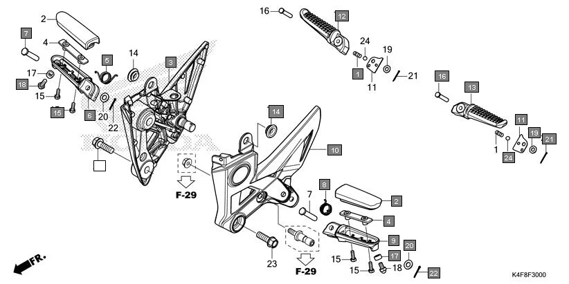 F-30 STEP assembly diagram for HONDA CB125 Hornet CBF125ZT
