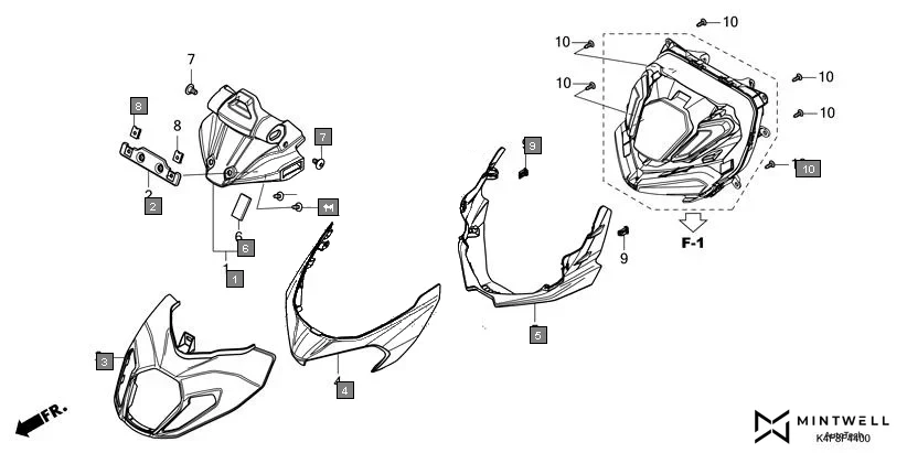F-44 FRONT COVER assembly diagram for HONDA CB125 Hornet CBF125ZT