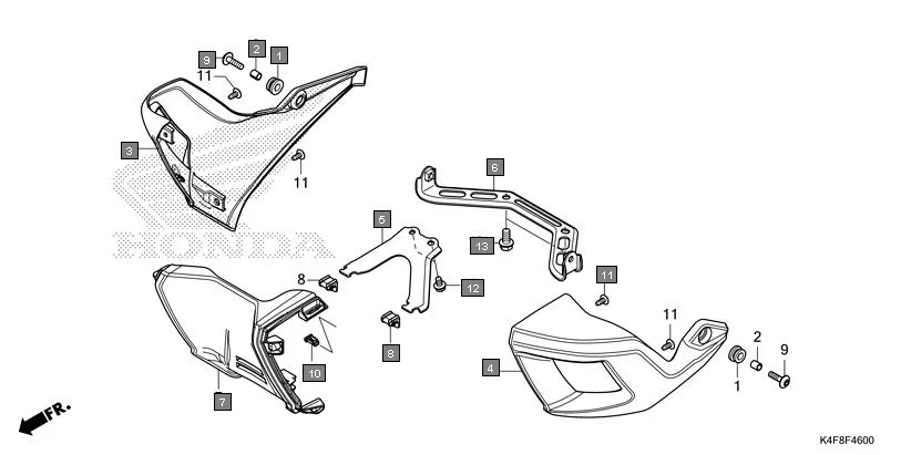 F-46 UNDER COWL assembly diagram for HONDA CB125 Hornet CBF125ZT