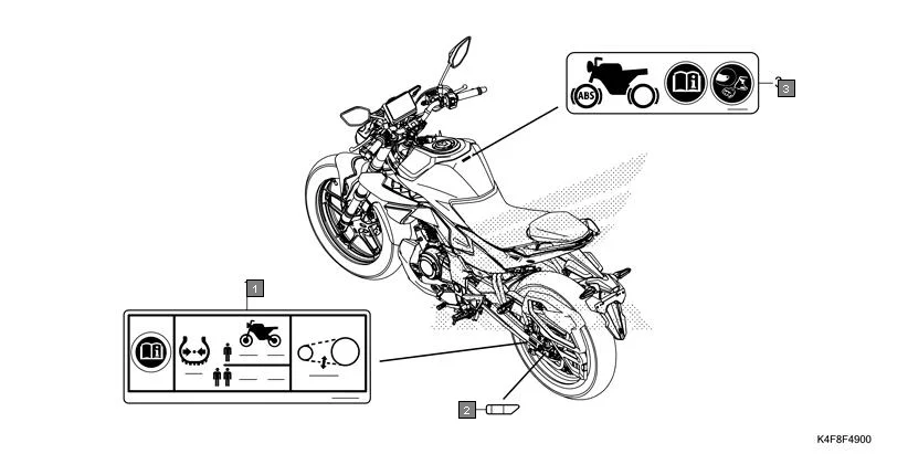 F-49 CAUTION LABEL assembly diagram for HONDA CB125 Hornet CBF125ZT