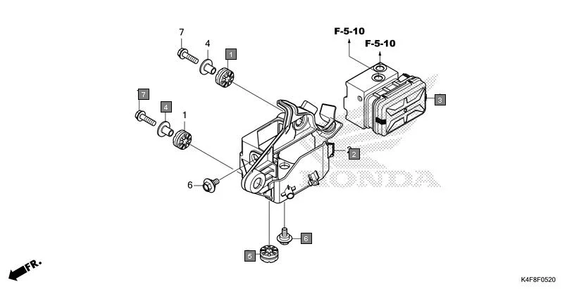 F-5-20 ABS MODULATOR diagram showing 90111-K98-E00