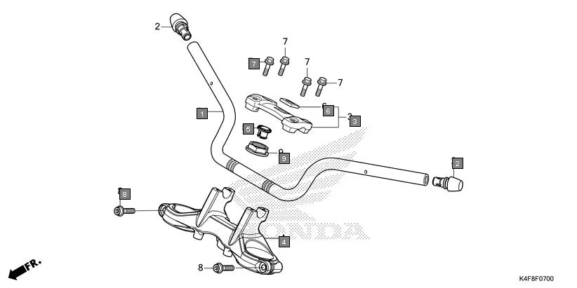 F-7 HANDLE PIPE/TOP BRIDGE assembly diagram for HONDA CB125 Hornet CBF125ZT