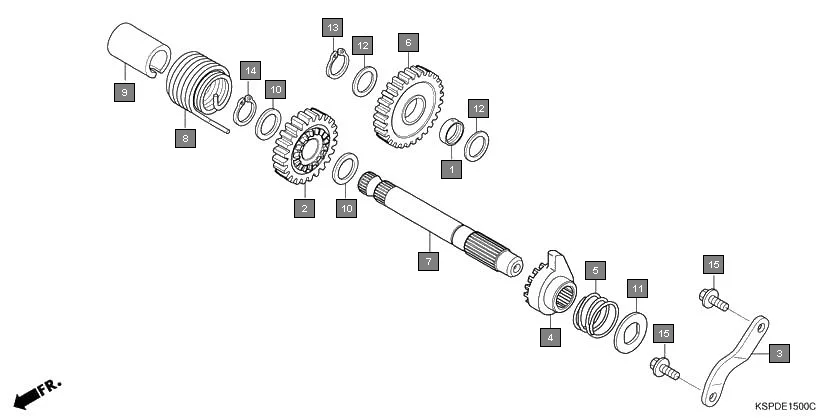 E-15 KICK STARTER SPINDLE