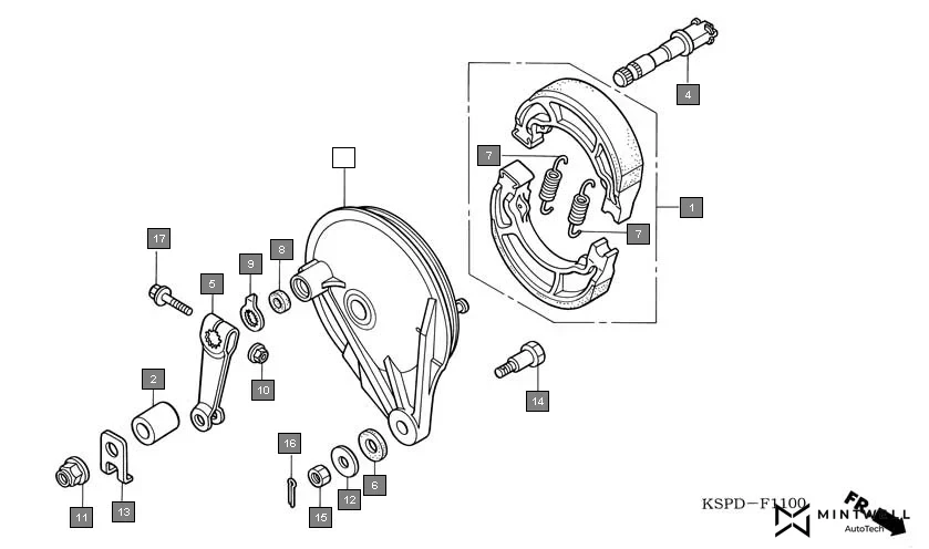 F-11 REAR BRAKE PANEL assembly diagram for HONDA CB Unicorn CBF1505