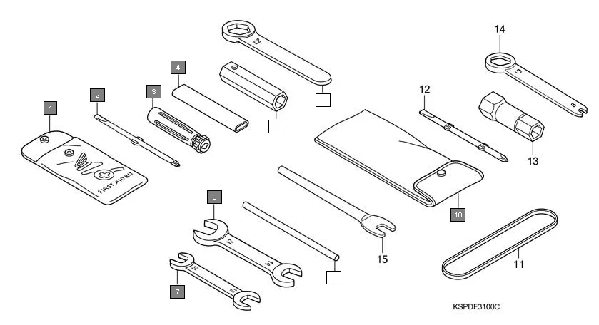 F-31 TOOLS assembly diagram for HONDA CB Unicorn CBF1505