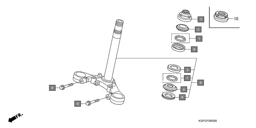 F-6 STEERING STEM assembly diagram for HONDA CB Unicorn CBF1505