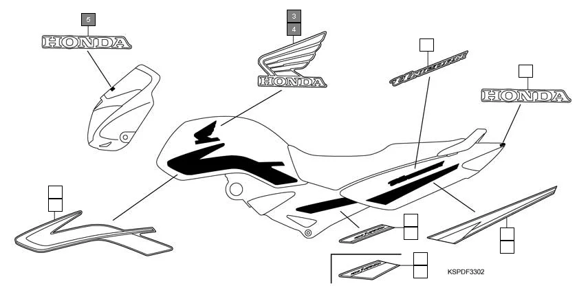 F-33-2 MARK/STRIPE(CBF1507/M7) assembly diagram for HONDA CB Unicorn CBF150M7