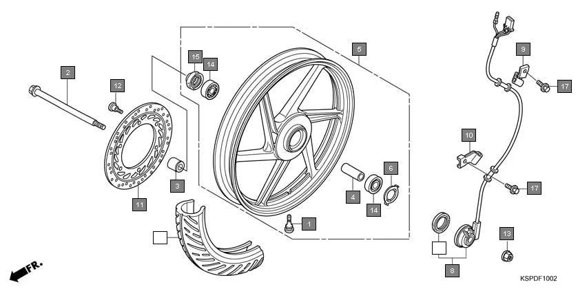 F-10-2 FRONT WHEEL(CAST)(2) diagram showing 44680-KSP-B00
