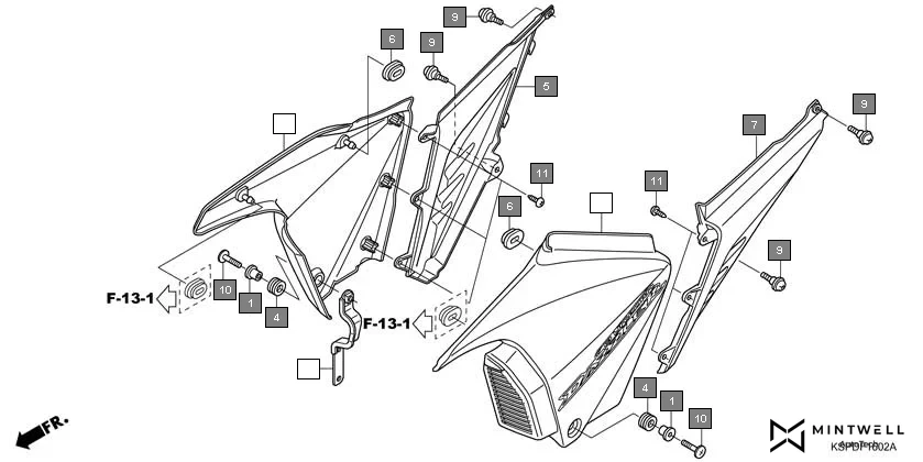 F-16-2 SIDE COVER(CBF150MB/MC) diagram showing 83500-KSP-B00ZA