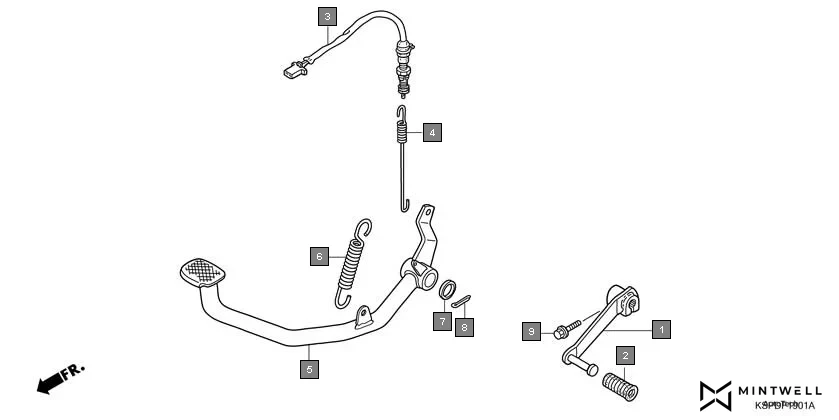 F-19-1 PEDAL(CBF150MB/MC) assembly diagram for HONDA CB Unicorn Dazzler CBF150MC