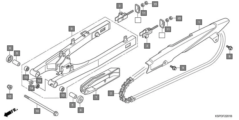F-22-1 SWINGARM(CBF150MB/MC) diagram showing 40530-KSP-B01