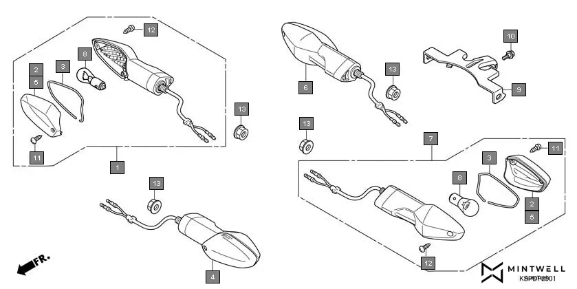 F-25-1 WINKER(CBF150MB/MC) assembly diagram for HONDA CB Unicorn Dazzler CBF150MC
