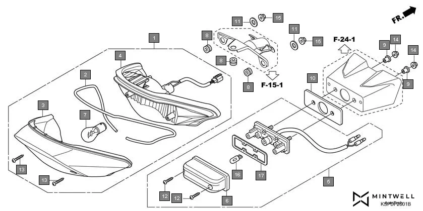 F-26-1 TAILLIGHT(CBF150MB/MC) diagram showing 33723-KSP-B01