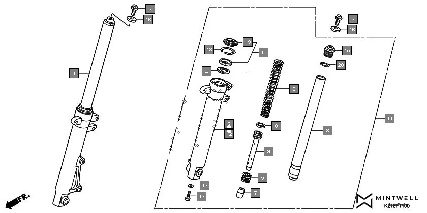 F-11 FRONT FORK diagram showing 51412-KFN-851