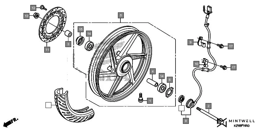 F-14-40 FRONT WHEEL diagram showing 45251-KVC-A51