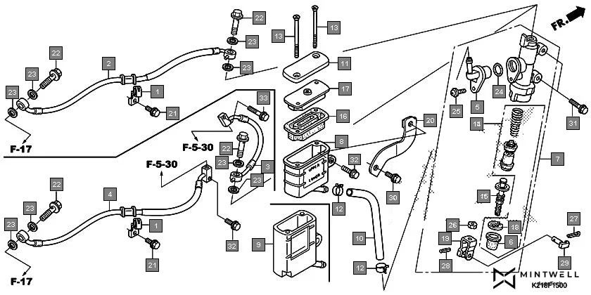 F-15 REAR BRAKE MASTER CYLINDER diagram showing 95702-06012-07