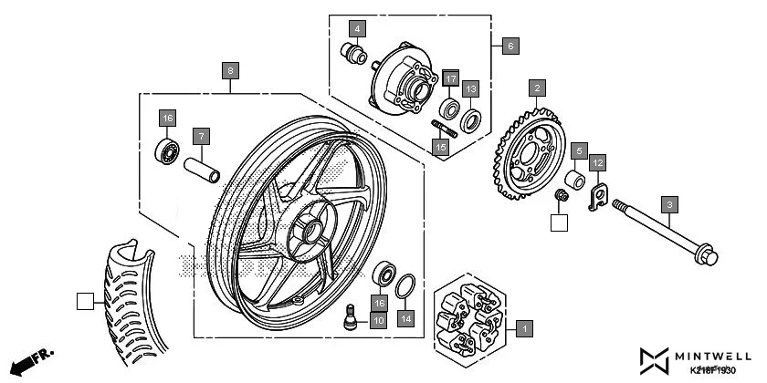 F-19-30 REAR WHEEL(CBF150M-BA/ID) diagram showing 42620-KSP-900