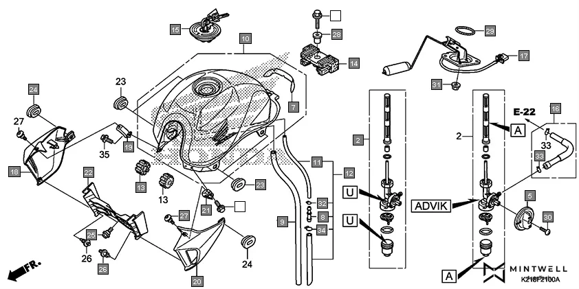 F-21 FUEL TANK diagram showing 94050-06000