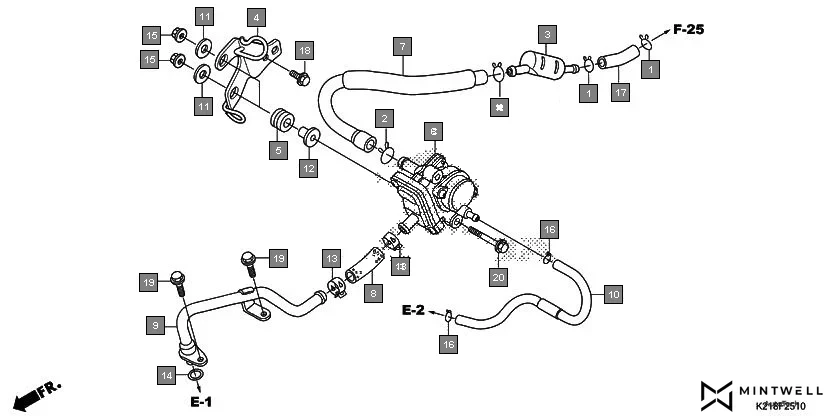 F-25-10 AIR SUCTION VALVE assembly diagram for HONDA CB Trigger CBF150MD