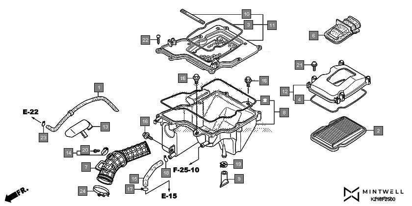 F-25 AIR CLEANER assembly diagram for HONDA CB Trigger CBF150MD