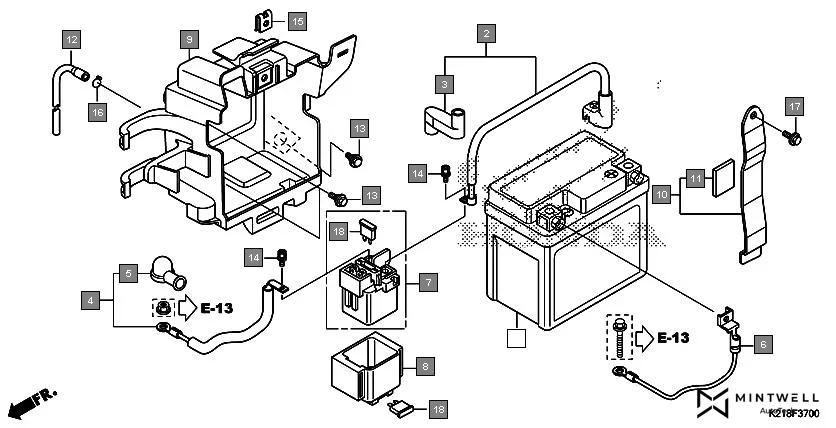 F-37 BATTERY assembly diagram for HONDA CB Trigger CBF150MD