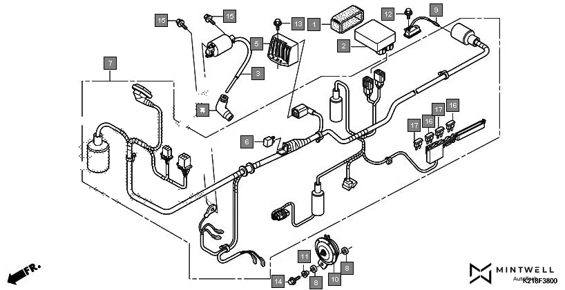 F-38 WIRE HARNESS diagram showing 96001-06020-00