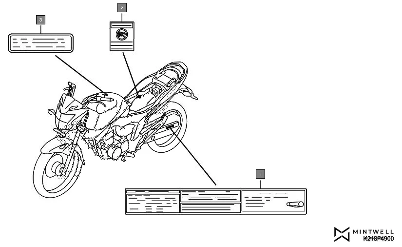 F-49 CAUTION LABEL assembly diagram for HONDA CB Trigger CBF150MD