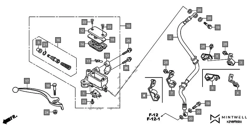 F-5 FRONT BRAKE MASTER CYLINDER diagram showing 45513-HA2-006