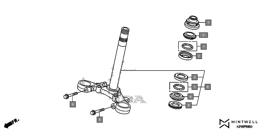 F-9 STEERING STEM diagram showing 95702-08035-07