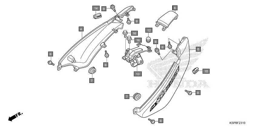 F-23-10 REAR COWL assembly diagram for HONDA CB Unicorn CBF150MH