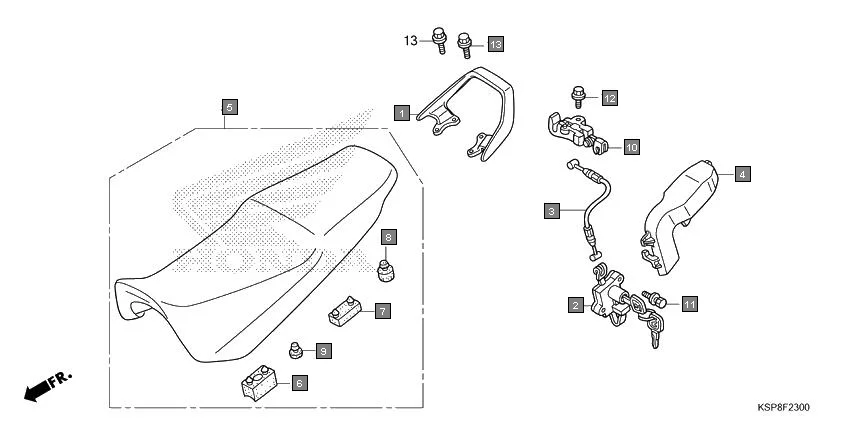 F-23 SEAT assembly diagram for HONDA CB Unicorn CBF150MH